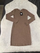 New Fashion Nova Stellar Ribbed Mini Dress Taupe Size Medium NWT