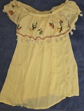 ASOS Summer Yellow Off Shoulder Dress UK 10 – Embroidered Tassel Boho