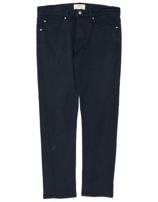 Marks & Spencer Mens Slim Casual Trousers W32 L31 Navy Blue Cotton DJ28