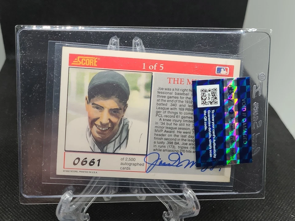 1992 Score Joe Dimaggio Auto #AU /2500 1 Out Of 5 - Image 2 of 4