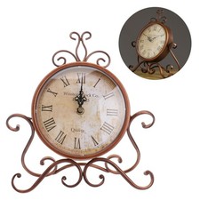 Vintage Retro Iron Table Clock Antique Desk Clock for Bedroom Living Room Decor