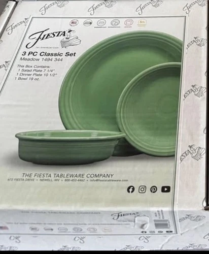 Fiesta Meadow Green - 3 Piece Place Setting- In Original Box Fiestaware Meadow