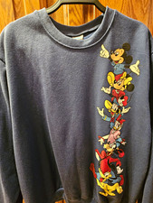 Mickey and Friends Disney Character Graphic Blue Crewneck Pullover Sweatshirt M