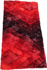 Ultimate Rug 3D Carved Shaggy Rug 80x150cm Red Ripple Geometric Soft