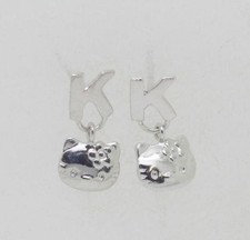 Rare, new K14WG white gold Hello Kitty earrings with Sanrio case