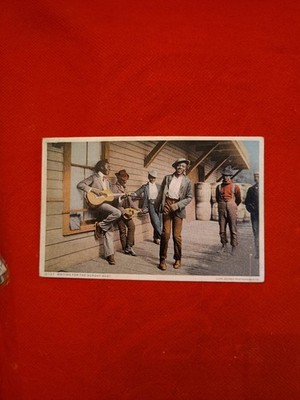 Phototint Postcard  African American Men  Enjoying Music