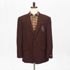 Tasso Elba 48R Brown Sport Coat Blazer Jacket Solid 2-Button Wool Blend