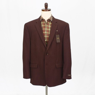 Tasso Elba 48R Brown Sport Coat Blazer Jacket Solid 2-Button Wool Blend