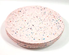 Rare Zak designs 4 pink confetti melamine melmac dinner  11"