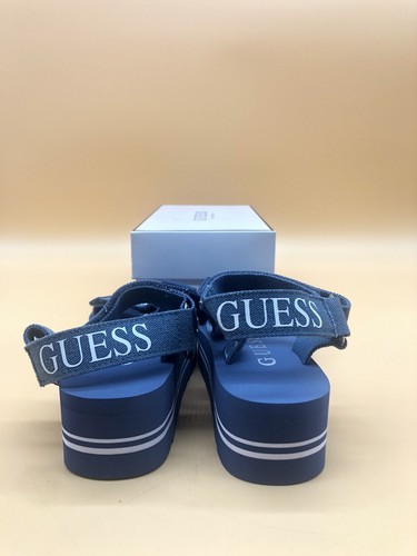Guess Women's Avin Wedge Sandal Medium Blue Fabric Size 6M New in Box * - Afbeelding 4 van 6