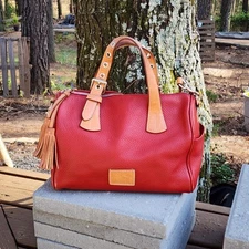 Dooney Bourke Pebbled/Vacchetta Leather Speedy Kendra Satchel Handbag Crossbody