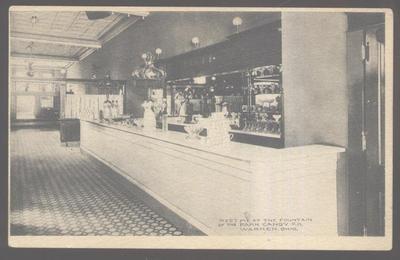 Postkarte Warren Ohio / Oh Blick #2 Park Candy Co. Lager Innen Soda Brunnen 1906