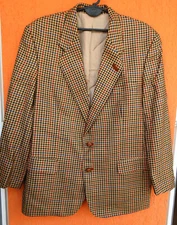 DAKS London Blazer Jacket Pin Checked Wool Great Britain Vintage (EU54, US44)