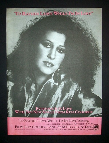 Rita Coolidge Everyone Is In Love 1979 Short Print Poster Type Ad, Promo Advert