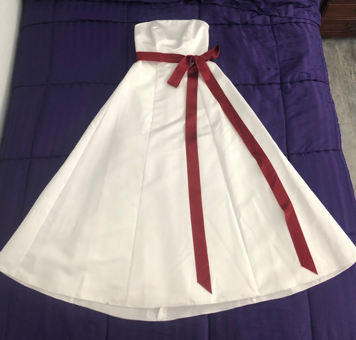 david's bridal white and red wedding dress Of course I had to have a red and white dress to go with the theme!