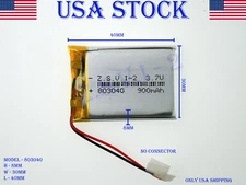 3.7V 900mAh 803040 Lithium Polymer LiPo Rechargeable Battery (USA STOCK)