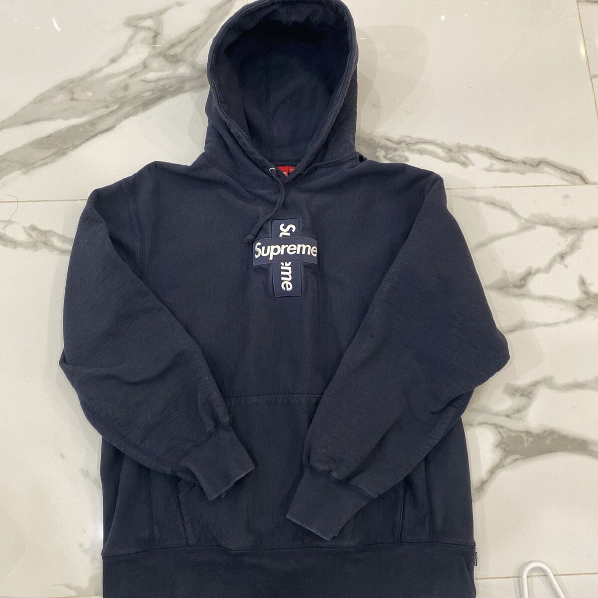 supreme cross box logo hooded black S