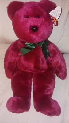 TY Beanie Babies Teddy RARE Magenta OLD FACE 1993 1st Gen ORIGINAL 9! Authentic