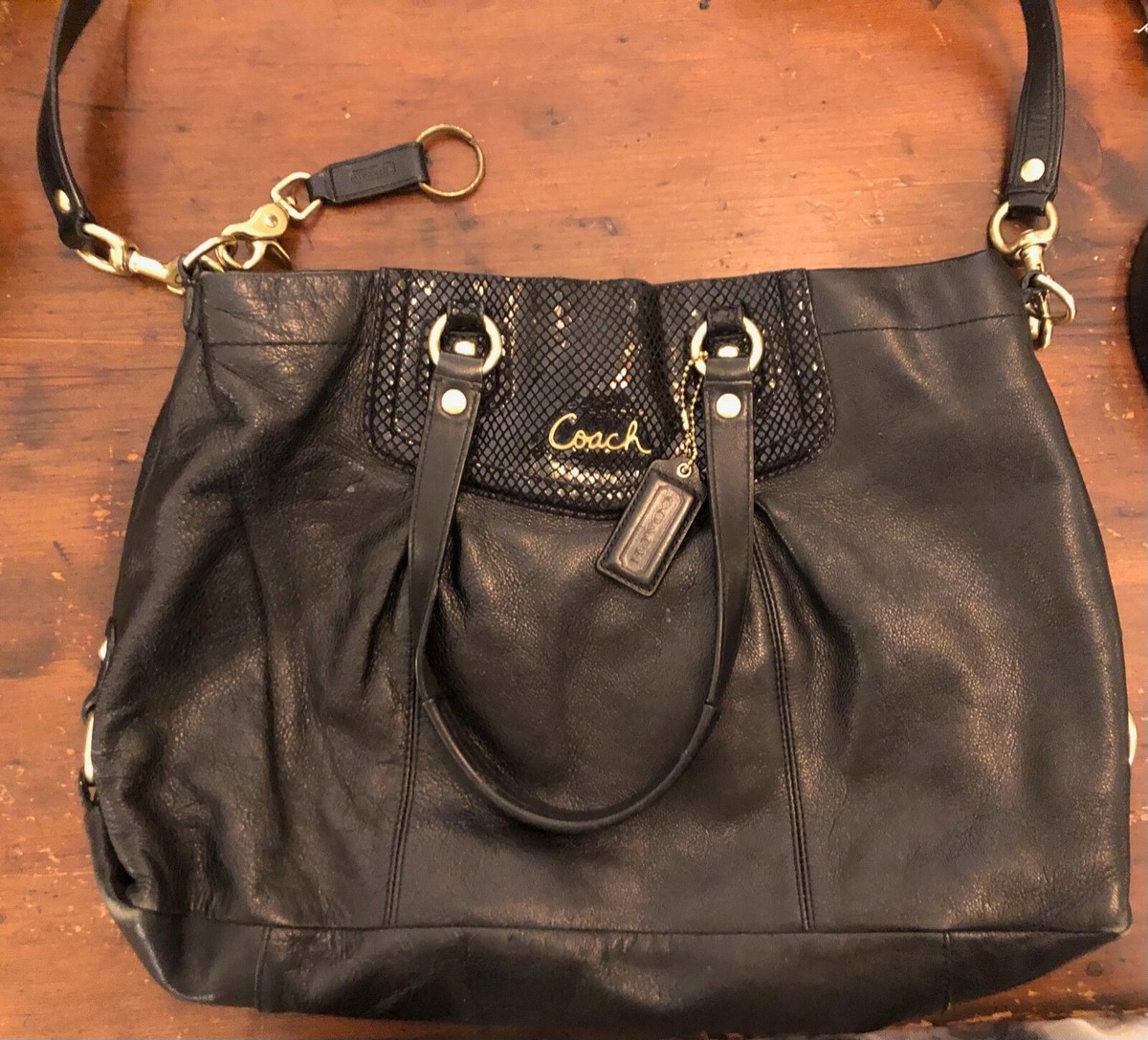 Coach F19243 Ashley Leather Carryall Black Bag | eBay