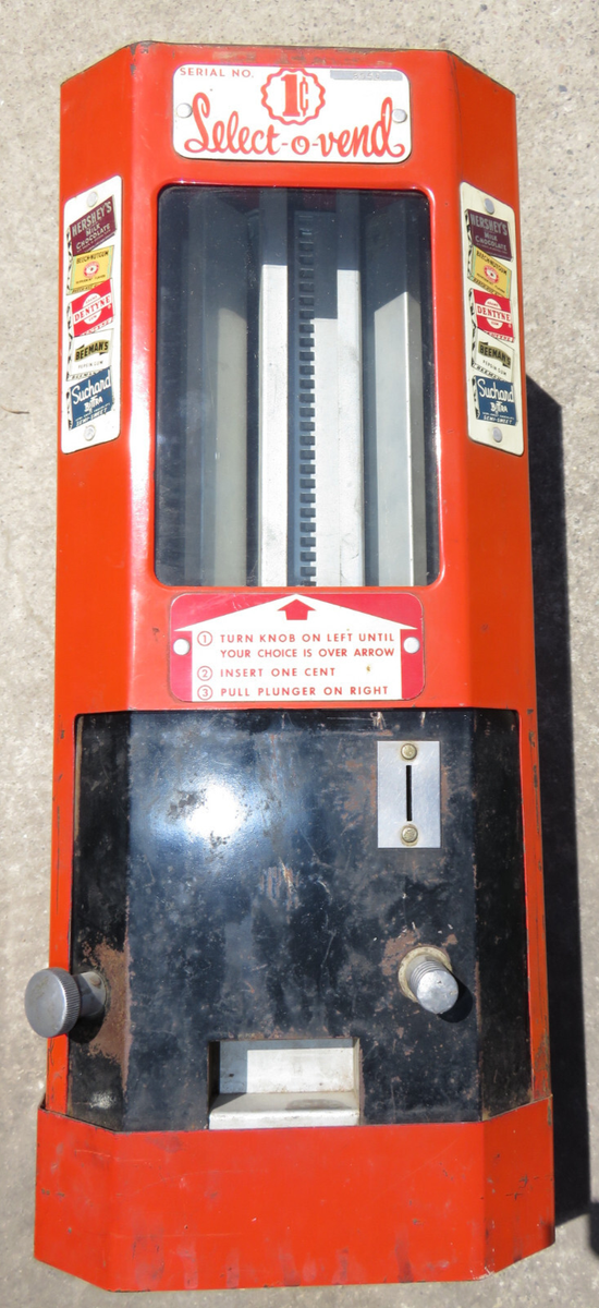 Vintage Select-O-Vend Candy Gum Penny Vending Machine 1940's
