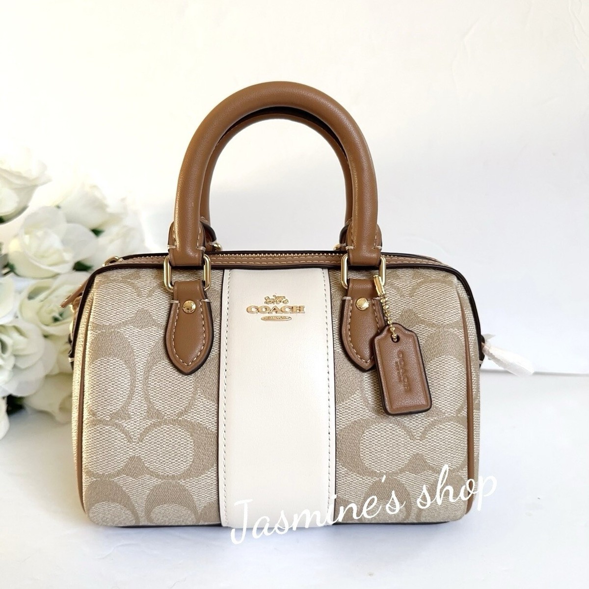 NWT Coach Mini Rowan Crossbody In Signature Canvas With Stripe 