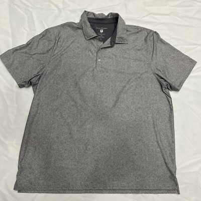 Hickey Freeman Golf Polo Shirt Gray Print  Short Sleeve Relaxed XXL