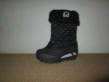 SOREL Infant Toddler Powder Storm Black Quilted Winter Snow Felt Lined Boots  6