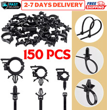 Universal Push Mount Cable Zip Tie with Car Wire Loom Routing Clips Assortment