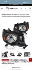 Fit For 2005-2011 Toyota Tacoma Black Headlights Headlamps Driver & Passenger