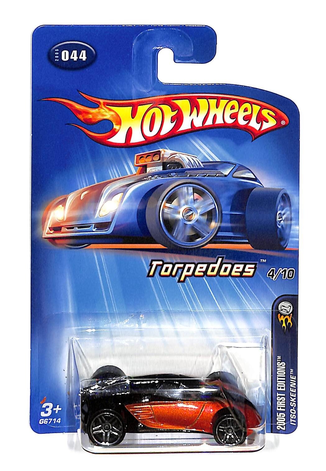 2005 Hot Wheels #44 First Editions-Torpedoes 4/10 ITSO-SKEENIE Black-Orange wPr5