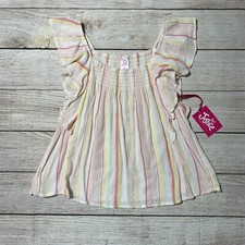 Justice Girls Flutter Sleeve Top Size M 10 . NWT Pastel With Metallic Thread.