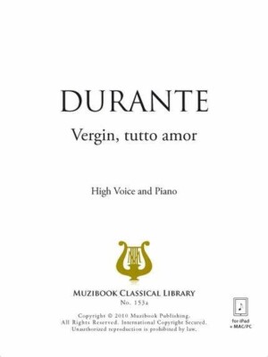 Vergin, tutto amor by F. Durante for Voice/Piano, NYSSMA 5