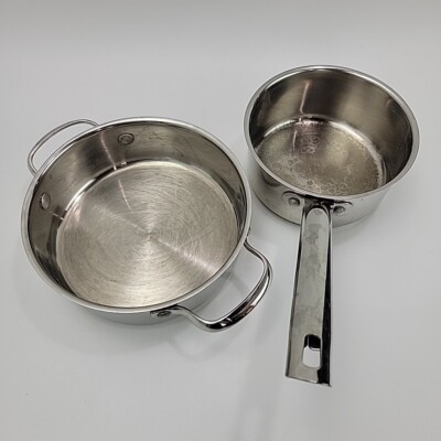 LOT of 2 Wolfgang Puck Bistro Stainless Steel 1.5 Qt Sauce Pan + 8'' Casserole