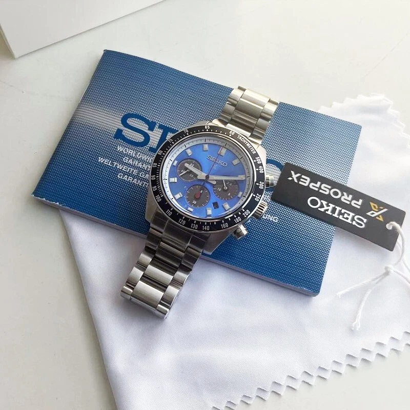 Reloj solar Seiko SSC931 esfera azul para hombre cronógrafo Prospex Speedtimer 41,4 mm Foto 3 de 4
