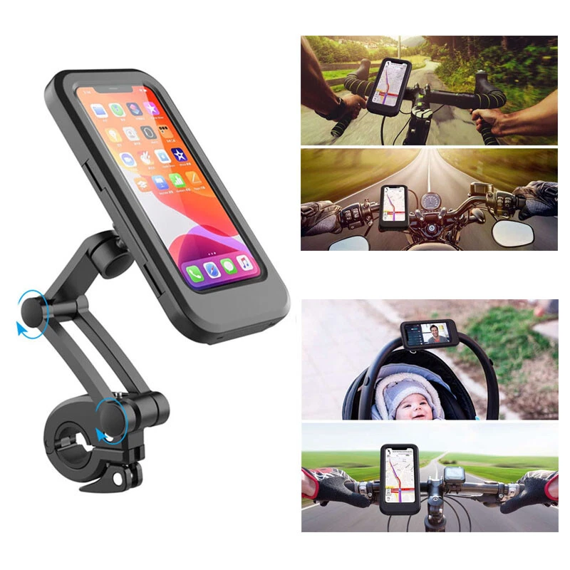 Motorcycle Bicycle Cell Phone/GPS Holder Case Bag Mount For Handlebar Waterproof - Image 2 of 4