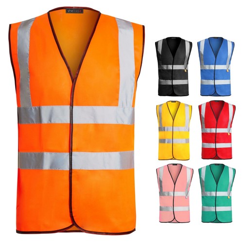 Hi Vis Hochsichtbarkeit Weste Weste 2 Band und Zahnspange Größe Small bis 4XL - Bild 1 von 22