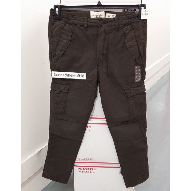 ABERCROMBIE & FITCH MENS TAPER CARGO PANTS DARK BROWN SIZE 32x30,32x34