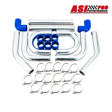 2.5'' 64mm Aluminum Intercooler Turbo Piping Pipe Kit + Blue Hose