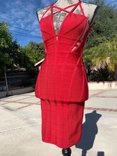 100% AuThEnTiC HERVE LEGER STRAPPY RED DRESS - BRAND NEW!!