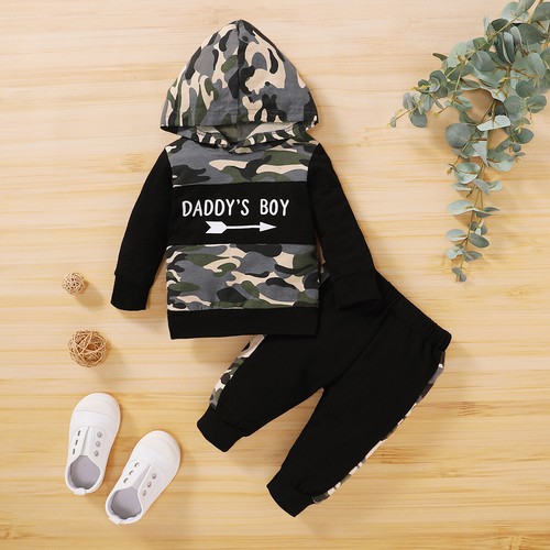 Newborn Baby Boys 2pcs Camouflage Clothes Set Hoodie Pants Outfits 3-24M - Picture 2 of 11