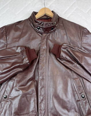 Cooper Genuine Leather Men's Cognac Field Zip Jacket w/ Tuck Away Hoodie - Sz 40