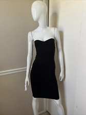 HERVE LEGER NUOVO! Vestito nero senza spalline fascia bodycon elasticizzato taglia L
