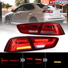 For 2008-17 Mitsubishi Lancer EVO X VLAND Full LED Rear Tail Lights w/Sequential