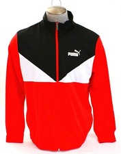 Puma Cat Logo Red Black  White Zip Front Track Jacket Men's NWT