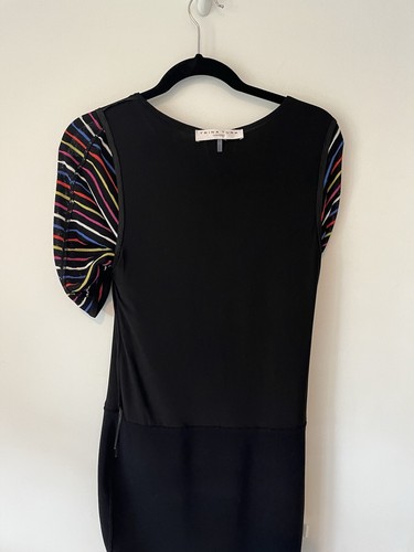 Trina Turk Black Multicolored Rainbow V Neck Dolman Sleeve Knit Dress Small - Picture 9 of 10