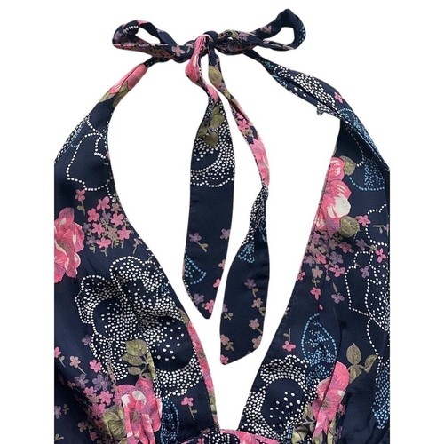 Vintage Sassy Suits Halter Top Size 7 Small Floral Button Front Hippie Boho - Picture 7 of 15