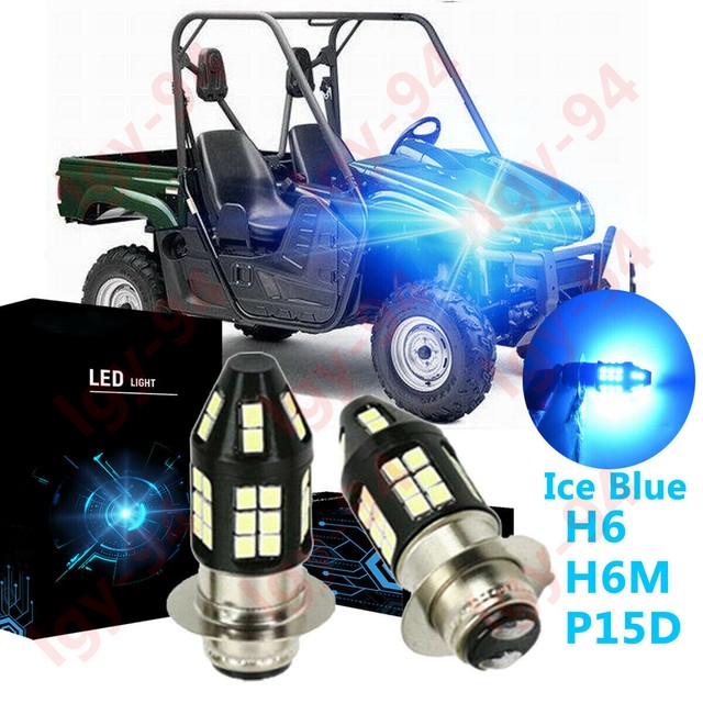Ice Blue H6 P15D LED HeadLight Bulb 8000K 100W SX For Yamaha Rhino 450