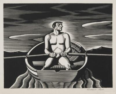 #ad #ad Oarsman : Rockwell Kent : Nautical Wood Engraving 1930s Maritime Art Print $85.00