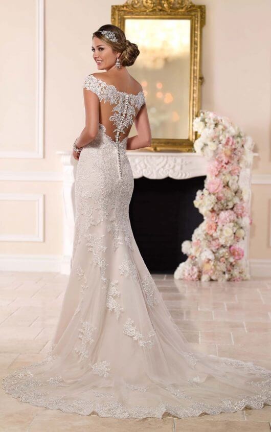 Stella York style 6249 Illusion Lace Back Wedding Dress Size
