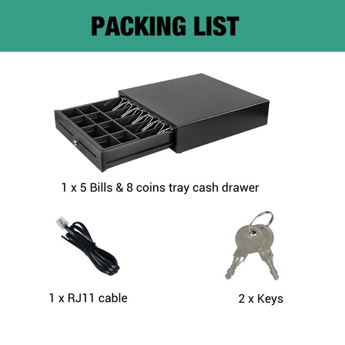 Heavy Duty Electronic Cash Drawer Cash Register POS 5 Bills 8 Coins Tray AU - Picture 3 of 12